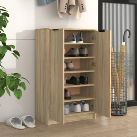 Shoe Cabinet Sonoma Oak 59x35x100 cm Engineered Wood - thumbnail 3