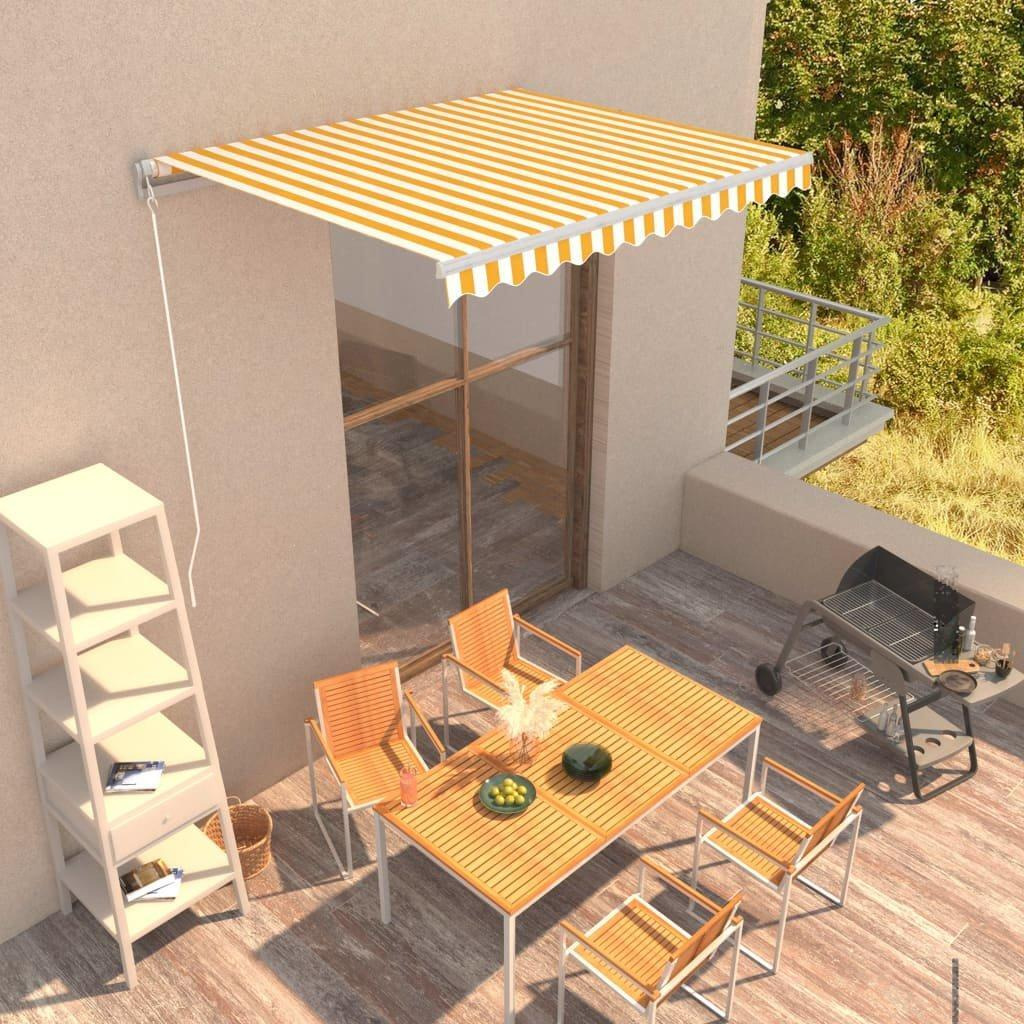 Manual Retractable Awning 300x250 cm Yellow and White - image 1