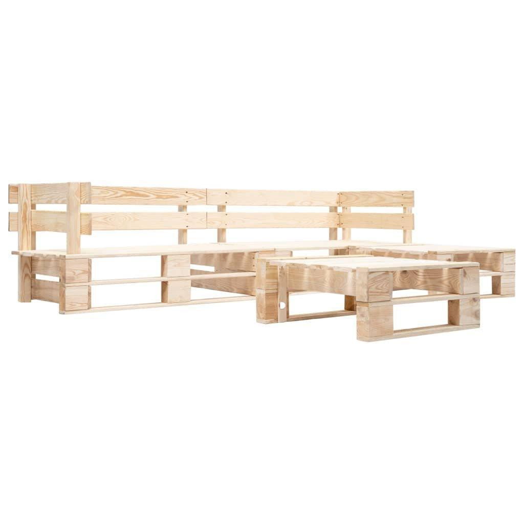 4 Piece Garden Pallet Lounge Set Natural Wood - image 1
