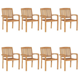 Stacking Garden Chairs 8 pcs Solid Teak Wood - thumbnail 1