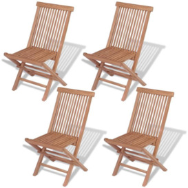 Folding Garden Chairs 4 pcs Solid Teak Wood - thumbnail 1