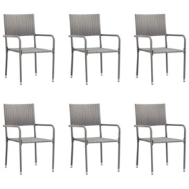Outdoor Dining Chairs 6 pcs Poly Rattan Anthracite - thumbnail 1