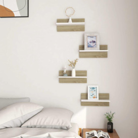 Wall Shelves 4 pcs White and Sonoma Oak 40x11.5x18cm - thumbnail 3