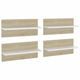 Wall Shelves 4 pcs White and Sonoma Oak 40x11.5x18cm - thumbnail 2