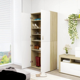 Shoe Cabinet White and Sonoma Oak 80x39x178 cm Engineered Wood - thumbnail 3
