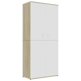Shoe Cabinet White and Sonoma Oak 80x39x178 cm Engineered Wood - thumbnail 2