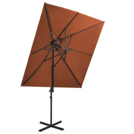 Cantilever Umbrella with Double Top Terracotta 250x250 cm - thumbnail 1