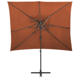 Cantilever Umbrella with Double Top Terracotta 250x250 cm - thumbnail 2