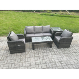 Wicker PE Rattan Garden Furniture Set Outdoor Lounge Sofa Set with Reclining Chair Coffee Table Side Table - thumbnail 2