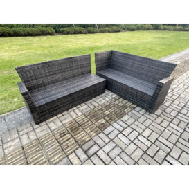 8 Seater Wicker PE Outdoor Garden Furniture Set High Back Rattan Corner Sofa Set with 2 Big Footstool Square Coffee Table - thumbnail 3