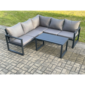 Aluminium Outdoor Garden Furniture Set Lounge Sofa Coffee Table Sets Indoor Conservatory Set Dark Grey - thumbnail 3