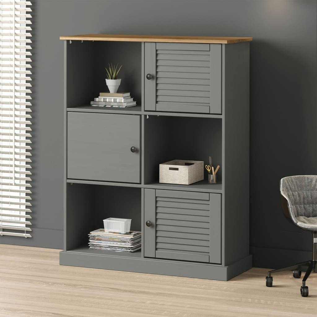 Bookcase VIGO Grey 90x35x114.5 cm Solid Wood Pine - image 1