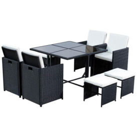Outdoor 9 Pieces Patio Furniture Sets Wicker Rattan Furniture Manual Wicker Patio Sofa Patio Conversation Sets with 8 Washable Seat Cushions and 1 Tempered Glass Table
