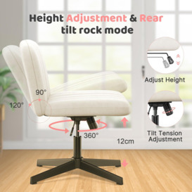 Armless Office Chair, Height Adjustable Wide Seat Swivel Vanity Chair for Home Office - thumbnail 2