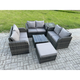 Outdoor Garden Furniture Sets 7 Seater Wicker Rattan Furniture Sofa Sets with Square Coffee Table Love seat Sofa Footstool - thumbnail 2