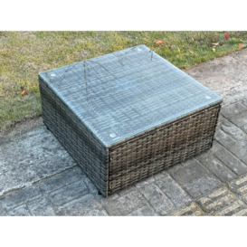Garden Furniture Set Rattan Outdoor Lounge Sofa Chair With Tempered Glass Table 3 Footstools Side Table Dark Grey Mixed - thumbnail 3