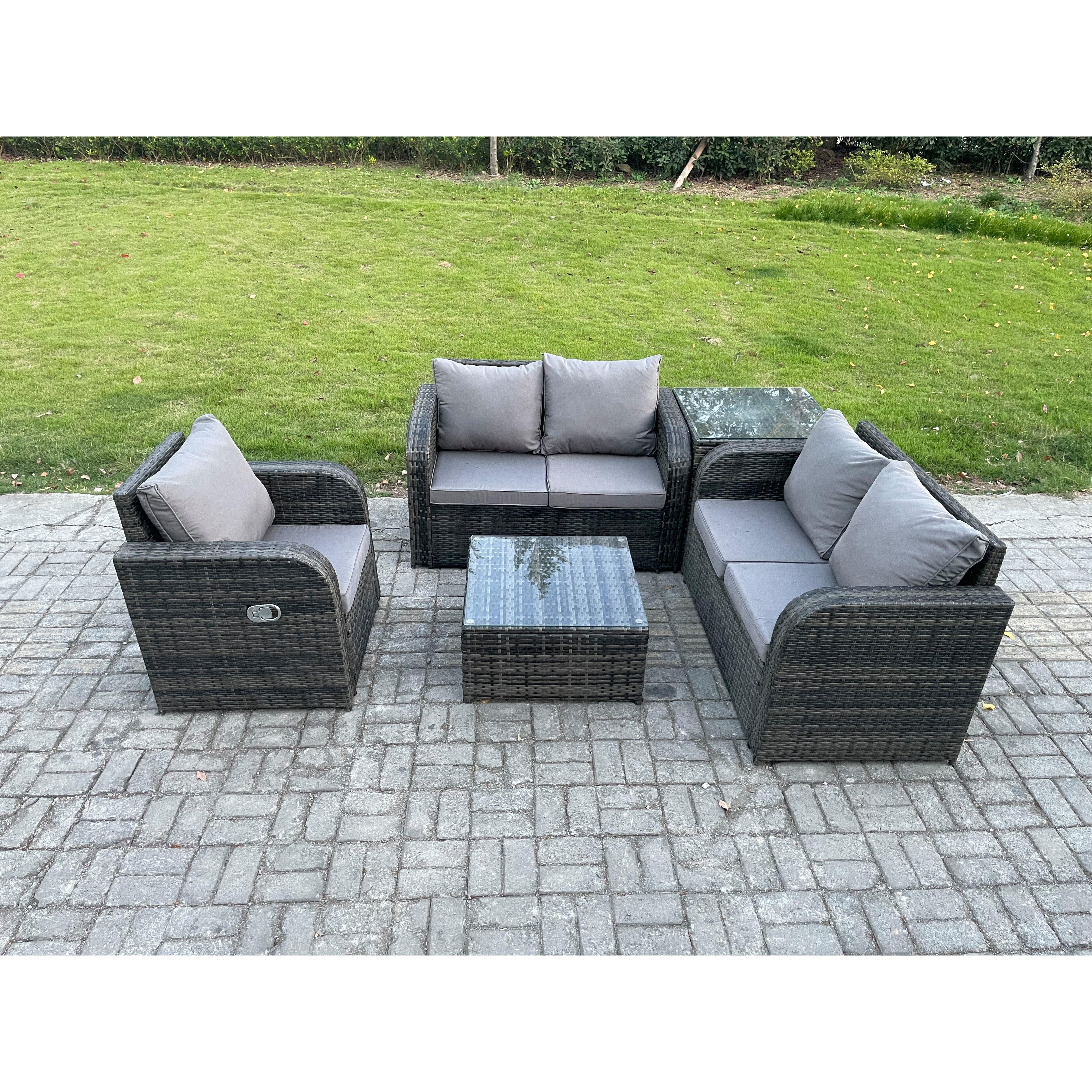 5 Piece Garden Furniture Sets 5 Seater Outdoor Patio Furniture Set Weaving Wicker Rattan Sofa Chair and Table with Side Table - image 1