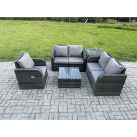 5 Piece Garden Furniture Sets 5 Seater Outdoor Patio Furniture Set Weaving Wicker Rattan Sofa Chair and Table with Side Table - thumbnail 1