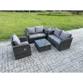 5 Piece Garden Furniture Sets 5 Seater Outdoor Patio Furniture Set Weaving Wicker Rattan Sofa Chair and Table with Side Table - thumbnail 2