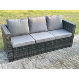 8 Seater Rattan Garden Furniture Set Outdoor Patio Sofa Set with Oblong Coffee Table Small Footstools Dark Grey Mixed - thumbnail 3