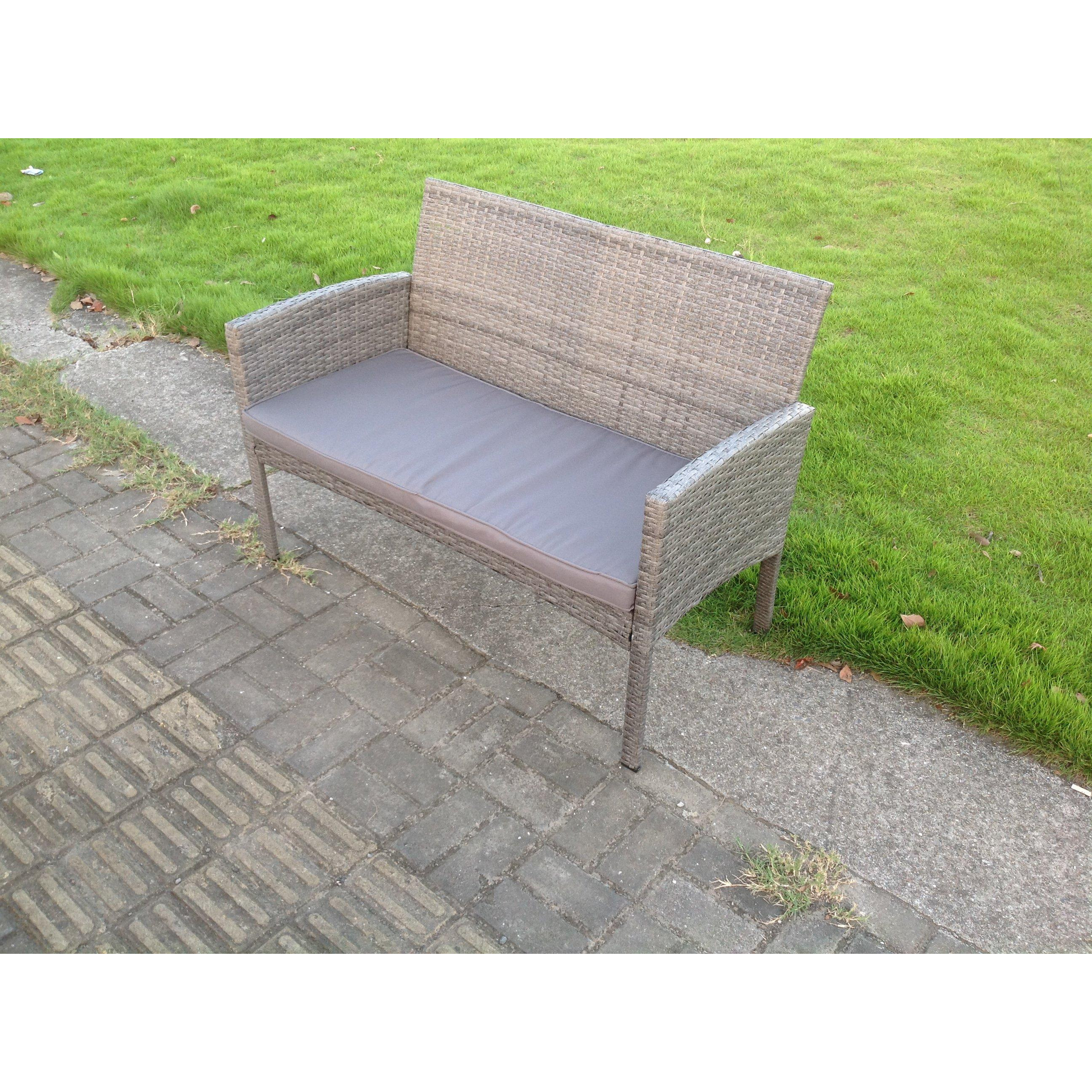 2 Seater Rattan Love Sofa Seat Double Chair Outdoor Garden Furniture With Cushion - image 1
