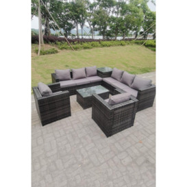 8 Seater PE Wicker Outdoor Rattan Garden Furniture Sets Lounge Chair 2 Coffee Table