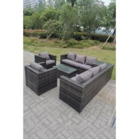 8 Seater PE Wicker Outdoor Rattan Garden Furniture Sets Lounge Chair 2 Coffee Table - thumbnail 3