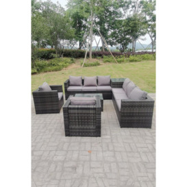 8 Seater PE Wicker Outdoor Rattan Garden Furniture Sets Lounge Chair 2 Coffee Table - thumbnail 2