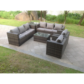 8 Seater Outdoor Rattn Garden Furniture Sofa Set Rectangular Coffee Table Lounge Sofa Chair