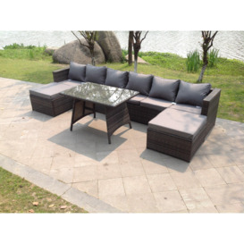 Lounge Rattan Garden Furniture Sets Dining Table And 2 PC Big Footstools