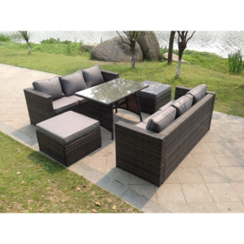 8 Seater Lounge Rattan Sofa Dining Table Footstool Outdoor Garden Furniture