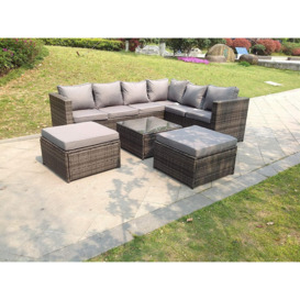8 Seater Grey Rattan Sofa Set Coffee Table Footstool Garden Furniture Outdoor
