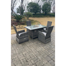 Rattan Gas Fire Pit Oblong Dining Table Gas Heater Adjustable Chair And Table Set 4 Seat - thumbnail 2