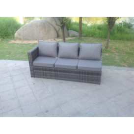 3 Seater Single Arm Rest Rattan Sofa Patio Outdoor Garden Furniture With Seat And Back Cushion Left Side - thumbnail 2