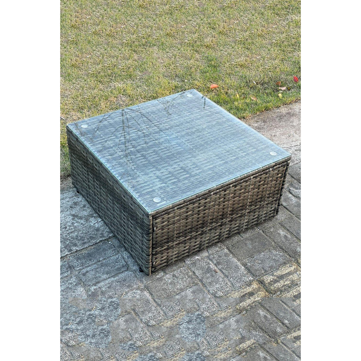 Dark Grey Mixed Square Rattan Coffee Table Tea Table Outdoor Garden Furniture - image 1