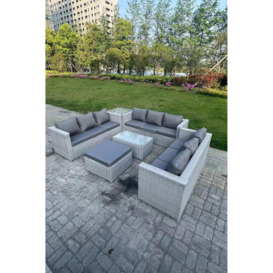10 Seat Light Grey Lounge Outdoor PE Rattan Garden Furniture Set Wicker Sofa Set - thumbnail 2