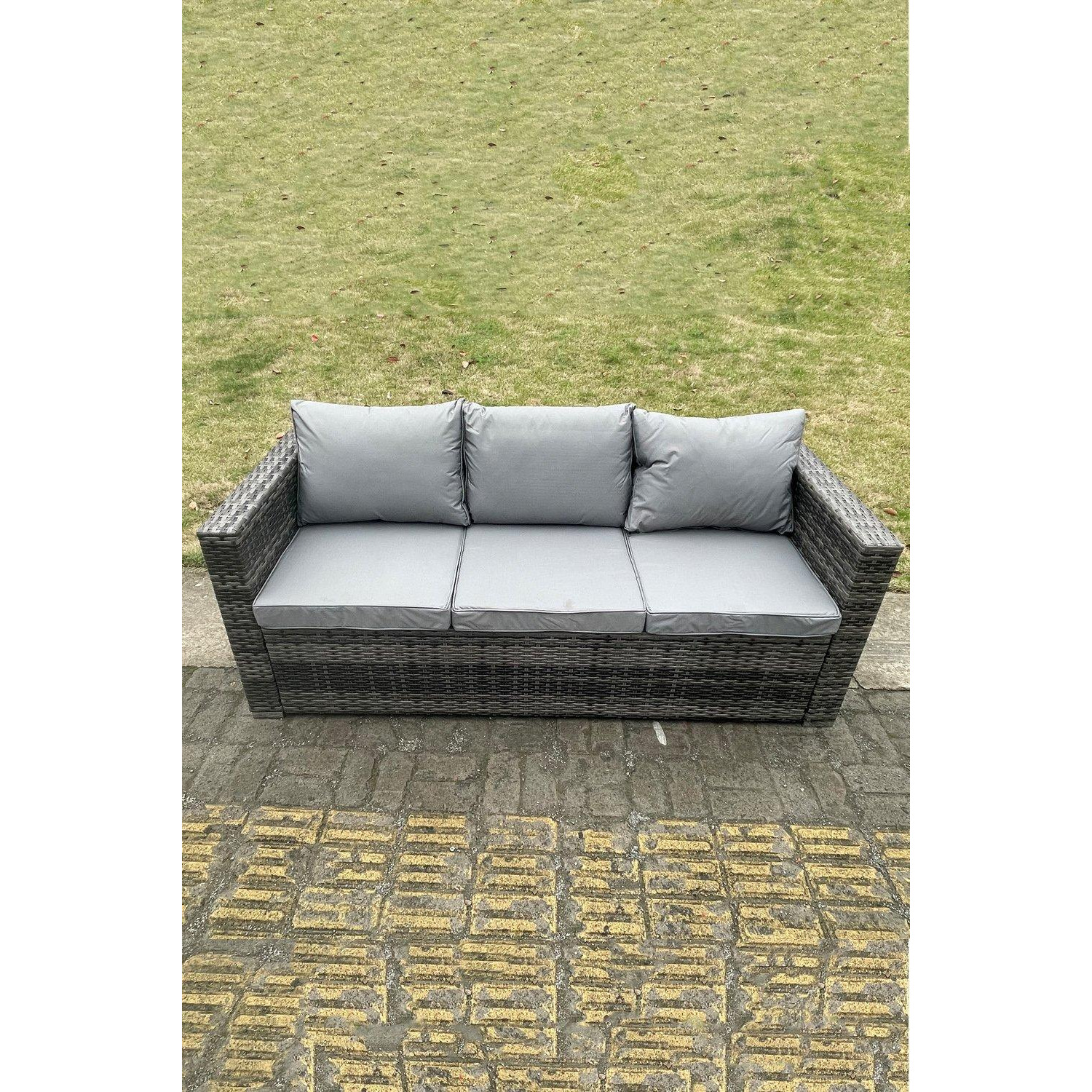 3 Seater Rattan Lounge Sofa Patio Outdoor Garden Furniture With Seat And Back Cushion - image 1