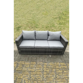 3 Seater Rattan Lounge Sofa Patio Outdoor Garden Furniture With Seat And Back Cushion