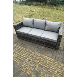 3 Seater Rattan Lounge Sofa Patio Outdoor Garden Furniture With Seat And Back Cushion - thumbnail 3