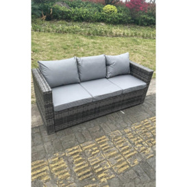 3 Seater Rattan Lounge Sofa Patio Outdoor Garden Furniture With Seat And Back Cushion - thumbnail 2