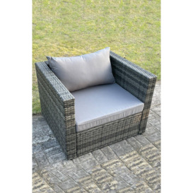 Outdoor Rattan Single Sofa Chair Garden Furniture With Seat and Back Cushion - thumbnail 1