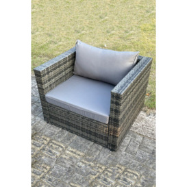 Outdoor Rattan Single Sofa Chair Garden Furniture With Seat and Back Cushion - thumbnail 2