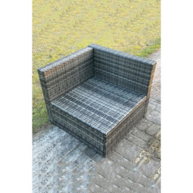 Outdoor Rattan Single Arm Corner Sofa Chair Garden Furniture With Seat Cushion - thumbnail 2