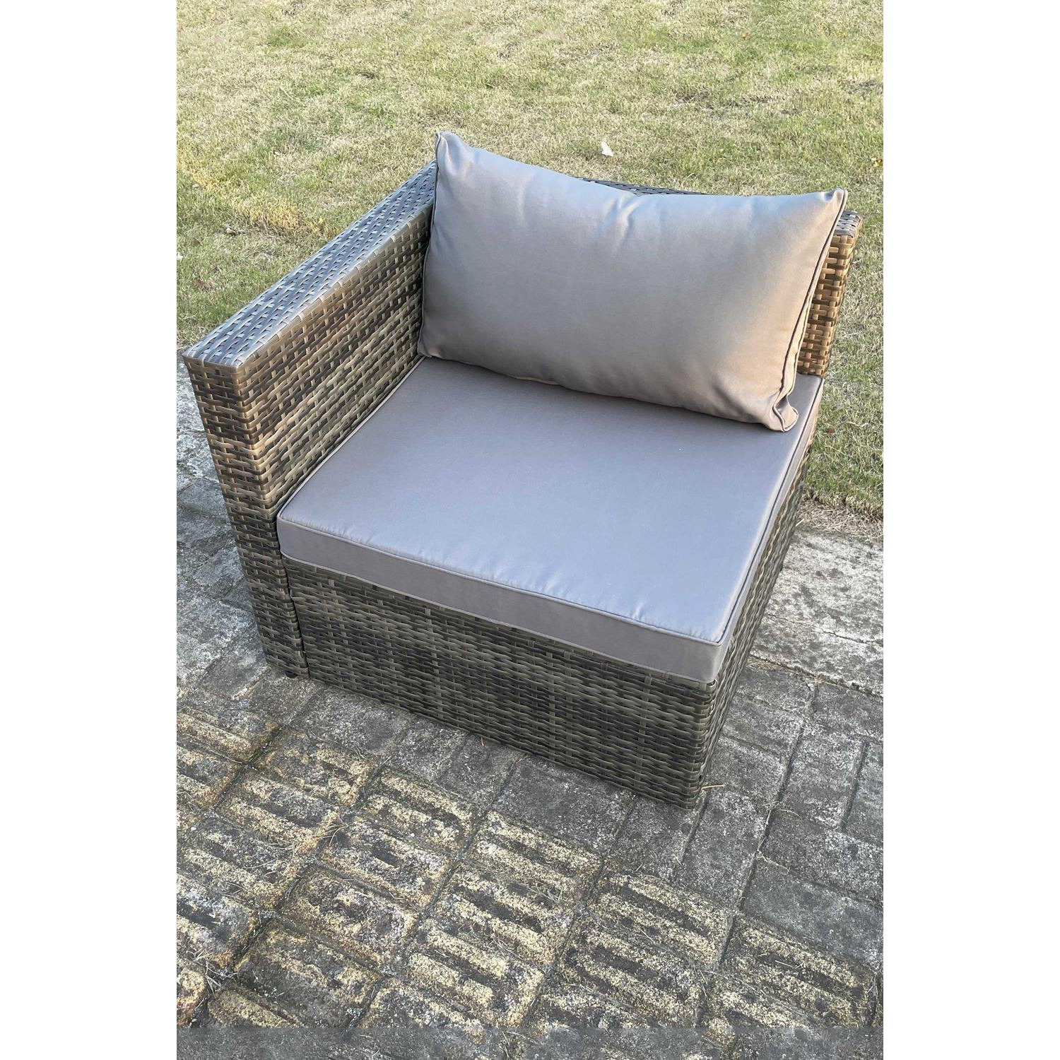Outdoor Rattan Single Arm Corner Sofa Chair Garden Furniture With Seat and Back Cushion - image 1