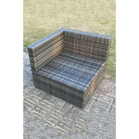 Outdoor Rattan Single Arm Corner Sofa Chair Garden Furniture With Seat and Back Cushion - thumbnail 2