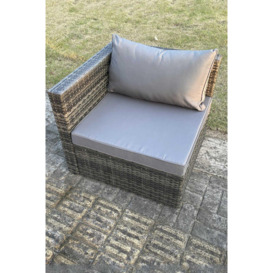 Outdoor Rattan Single Arm Corner Sofa Chair Garden Furniture With Seat and Back Cushion - thumbnail 3