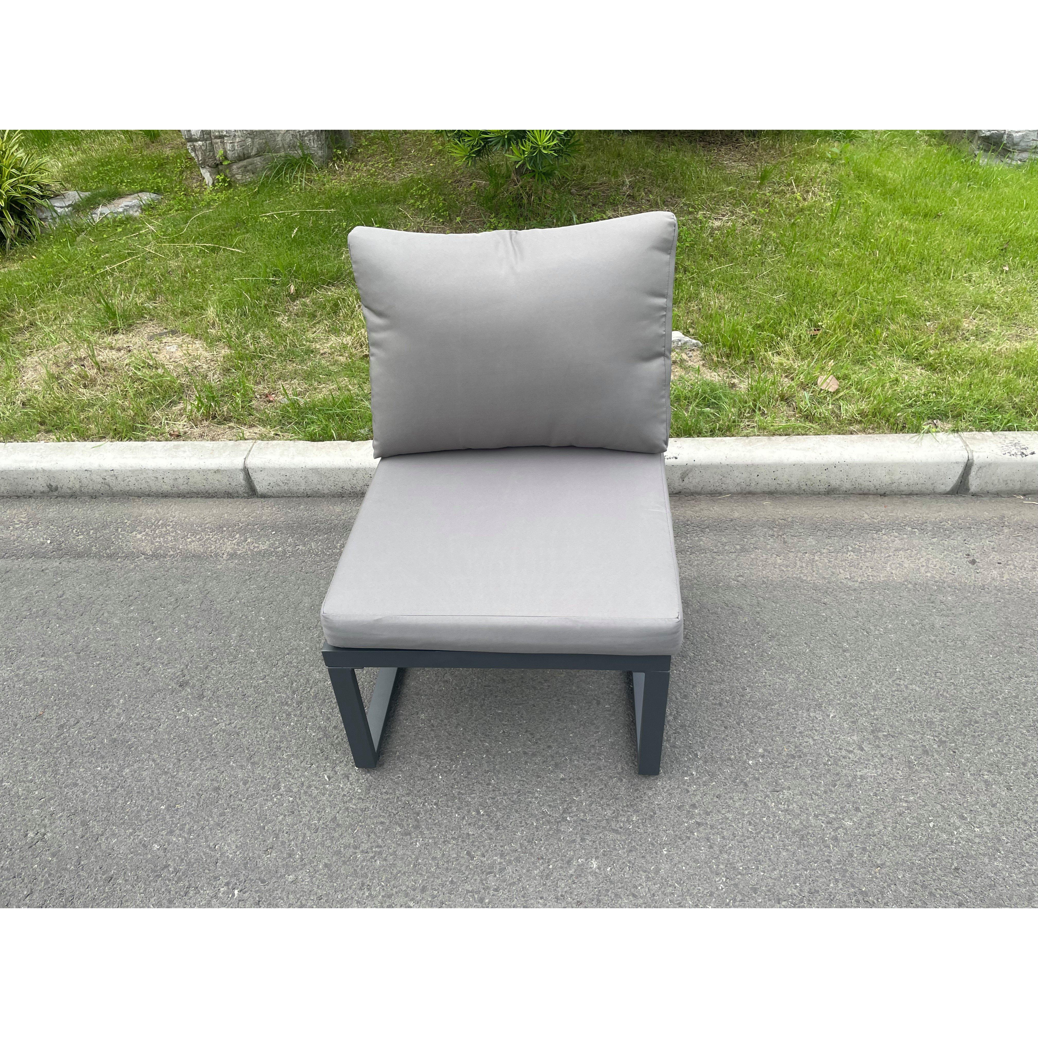 Aluminum Outdoor Garden Furniture Armless Sofa Chair With Seat And Back Cushion Dark Grey - image 1
