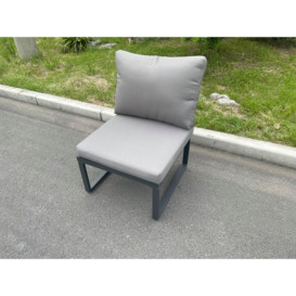 Aluminum Outdoor Garden Furniture Armless Sofa Chair With Seat And Back Cushion Dark Grey - thumbnail 2