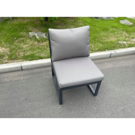 Aluminum Outdoor Garden Furniture Armless Sofa Chair With Seat And Back Cushion Dark Grey - thumbnail 3