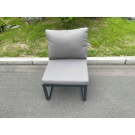 Aluminum Outdoor Garden Furniture Armless Sofa Chair With Seat And Back Cushion Dark Grey